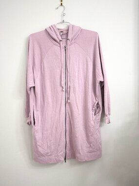 Free People Lavender Pink Oversized Long Zip Up Sweater Hoodie - XS